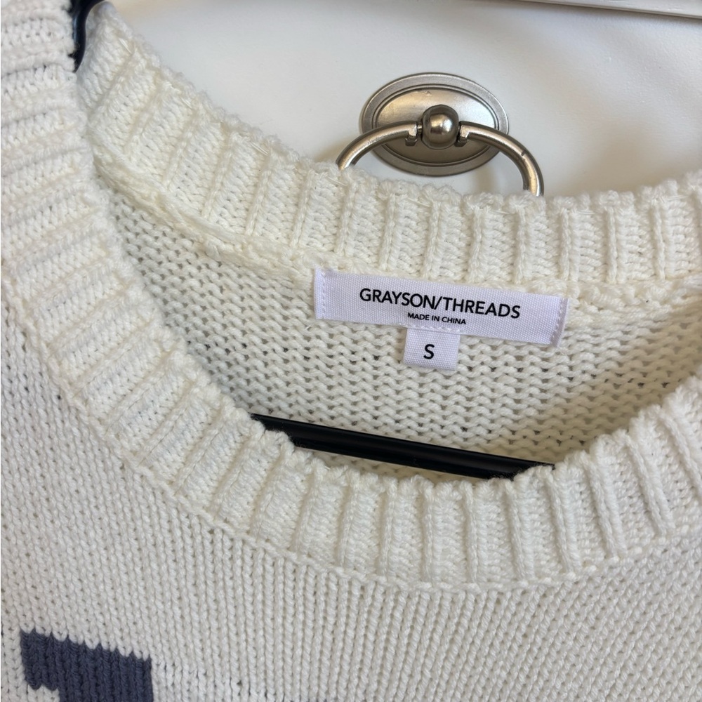 Grayson Threads Cream Crewneck Sweater with Navy USA Graphic - Picture 2 of 3